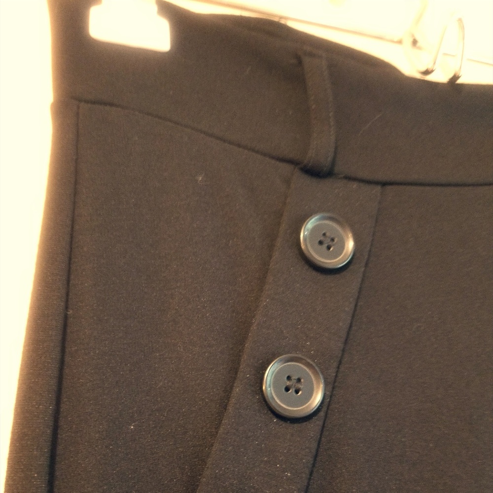Black Pencil Skirt with Button Accents